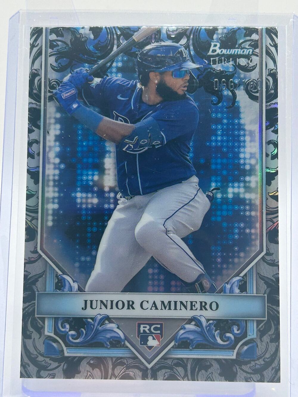 2024 Bowman Sterling Junior Caminero Rookie Sterling Refractor 66/100 SP Rays RC